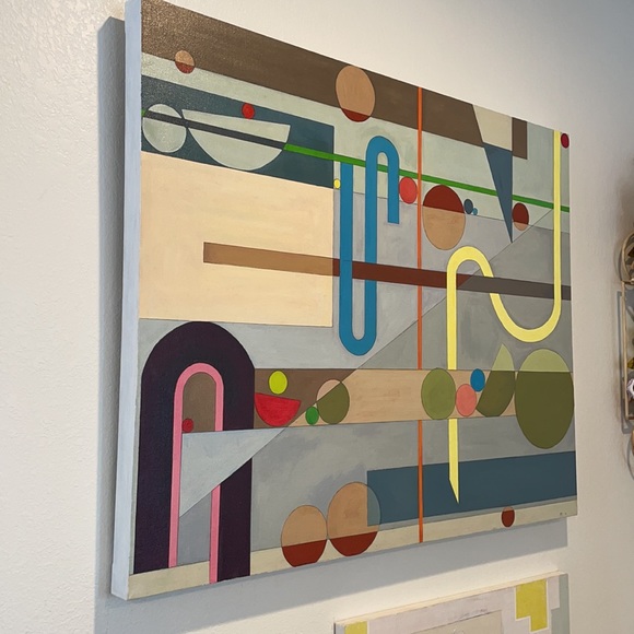 ORIGINAL ART Abstract Acrylic Geometric Painting on Canvas - Picture 3 of 12